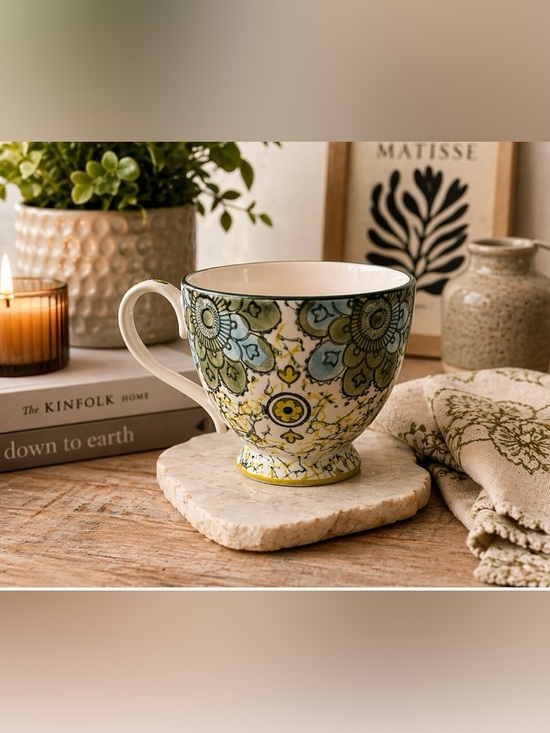 Anthropologie Other - Anthropologie Kebaya Mandala Floral Footed Mug Boho Pedestal Cup